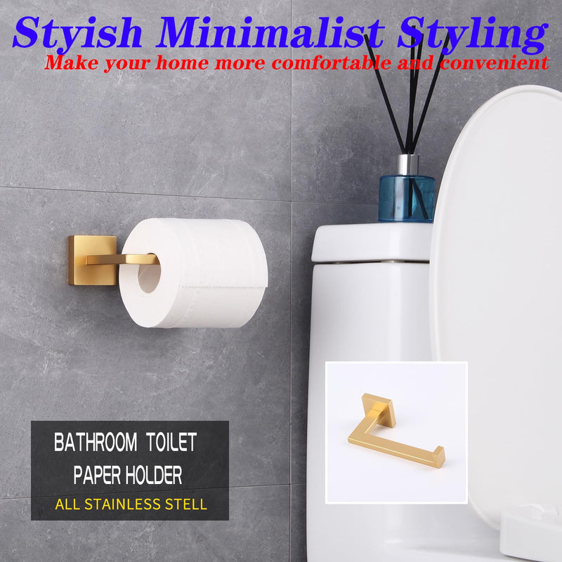 GERZWY Gold Bathroom Toilet Paper Holder Stainless Steel Tissue Paper Roll Holder Wall Mount IG1805-BE