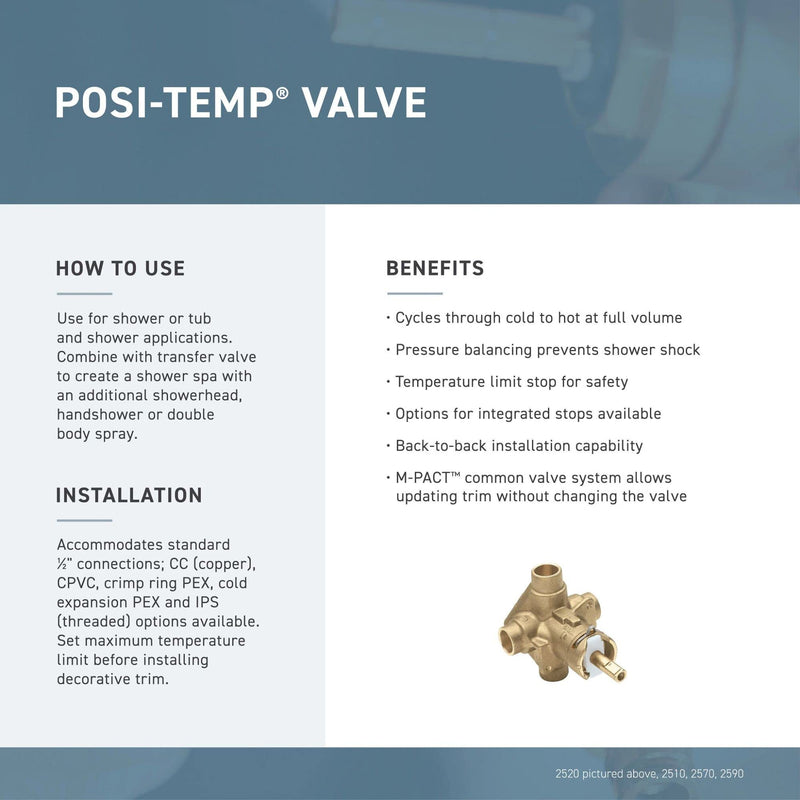 Moen Eva Chrome Posi-Temp Valve Trim Kit without Valve, T2131 1 Count