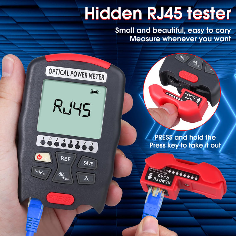 [Australia - AusPower] - 2PC Fiber Optic Tester Portable Fiber Light Meter Built-in 30Km Visual Fault Locator (OPM&VFL) Optical Power Meter with 2PC FC to LC Adapter 