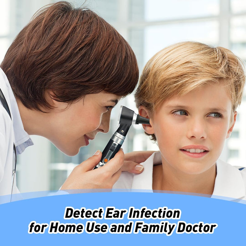 [Australia - AusPower] - Scian Otoscope - Ear Scope with Light, Ear Infection Detector and Pocket Ear Checker Kit with 3X Magnify Lens, Suitable for Kids, Adults, Doctors, Pets(Black) Black 