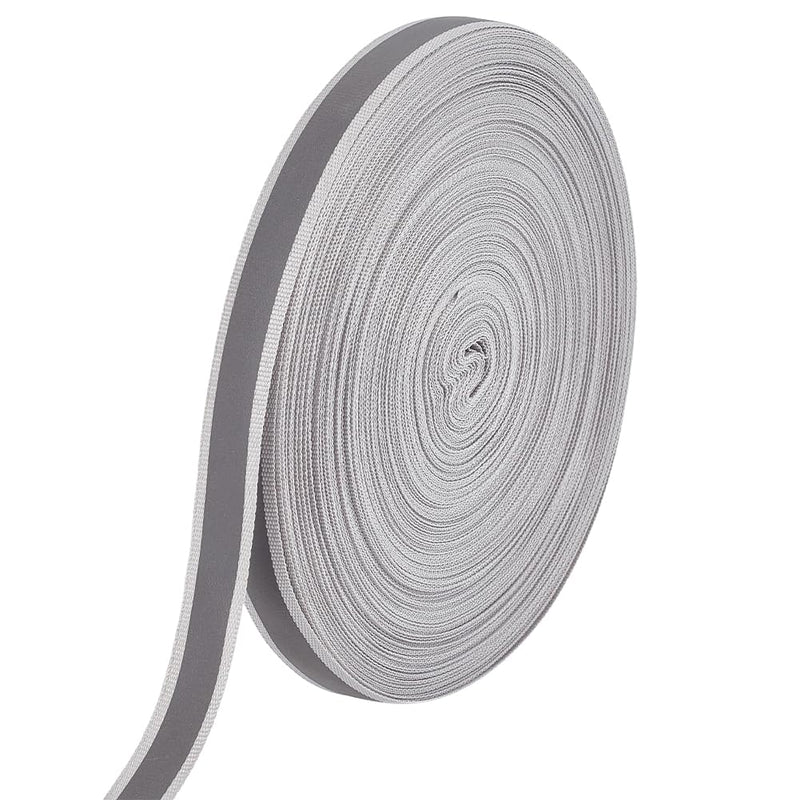 BENECREAT 5/8inch x 164Ft Reflective Tape Strip, Light Grey High Visibility Reflective Tape, DIY Warning Safety Fabric Webbing for Cycling Clothes Backpacks