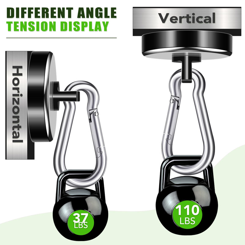 [Australia - AusPower] - E BAVITE Carabiner Magnetic Hooks, 110LBS Strong Black Magnetic Hooks Heavy Duty with Swivel Carabiner Hook, Great for Hanging for Cruise, Garage, Kitchen, Refrigerator, Locker (12-Pack) Black-12P 
