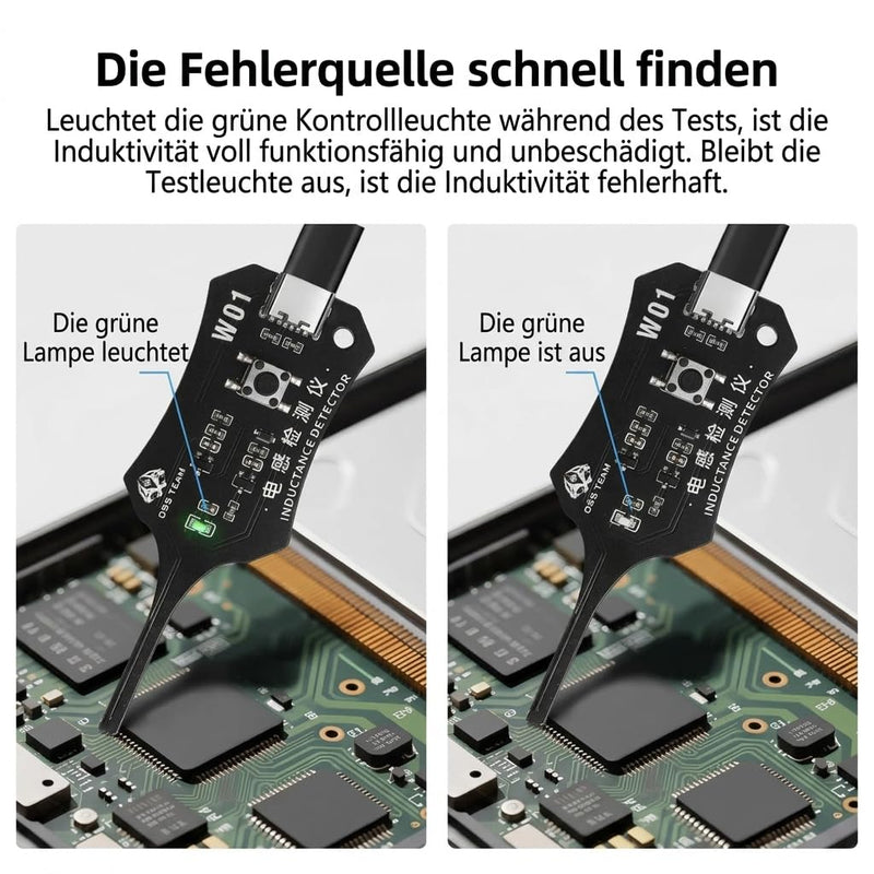 Inductance Tester W01 Inductor Detectors, Circuit Board Module with USB C Connection and Push Button for Electronics Diagnostics Coil Testing