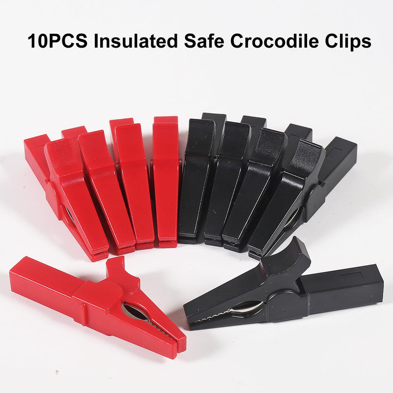 [Australia - AusPower] - 10Pcs Full Insulated Alligator Clips, 30A Safety Test Alligator Clips with 4MM Banana Jack Copper Test Clamp Wire Clip for Car, Electrical testing, Battery Connect 