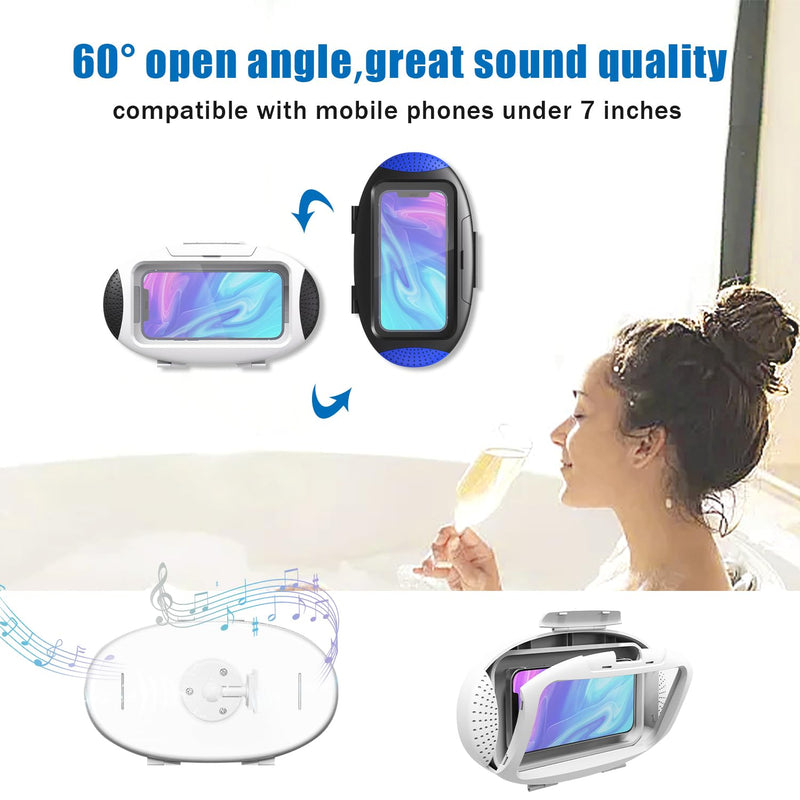 [Australia - AusPower] - URROY Shower Phone Holder Waterproof Anti Fog Touchscreen 480 Degree Rotation Shower Phone Case Bathroom Kitchen Wall Mount for All Cell Phone Up to 7", Gifts for Men Women Kids Rugby-Shaped Black 