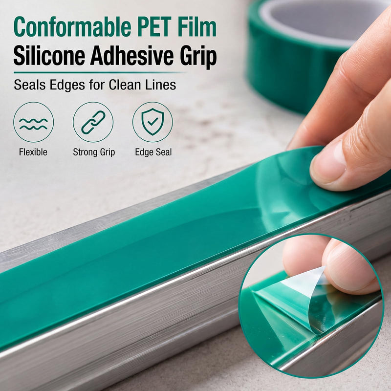 6 Pcs High Temp Tape Total 648 ft Green Pet Heat Resistant Masking Tape Sublimation Silicone Adhesive No Residue 392°f for DIY Epoxy Resin Powder Coating Circuit Board(1" 2" 4") 1" 2" 4"