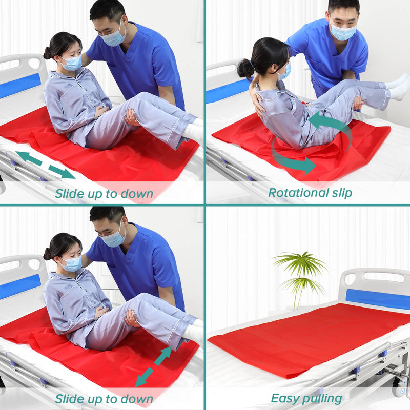 [Australia - AusPower] - YHK Tubular Slide Sheet for Patient Transfer, Washable Reusable Flat Slide Sheet, Safetysure Transfer Slide for Moving Bedridden Patients, Slides for Cars, Hospital Bed, Home Care (28.3" x 47.2") Red 28.3*47.2in 
