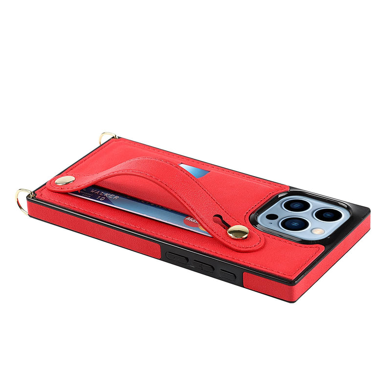 [Australia - AusPower] - CCSmall for iPhone 15 Pro Max Case with Card Holder for Women, Phone Case Crossbody with Wrist Strap & Removable Adjustable Shoulder Lanyard Cover for iPhone 15 Pro Max KB Red 