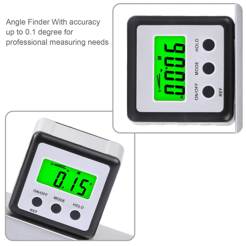 FOLAI Digital LCD Protractor Inclinometer Waterproof Bevel Box Angle Gauge Magnetic Base Spirit Level (Battery Included)