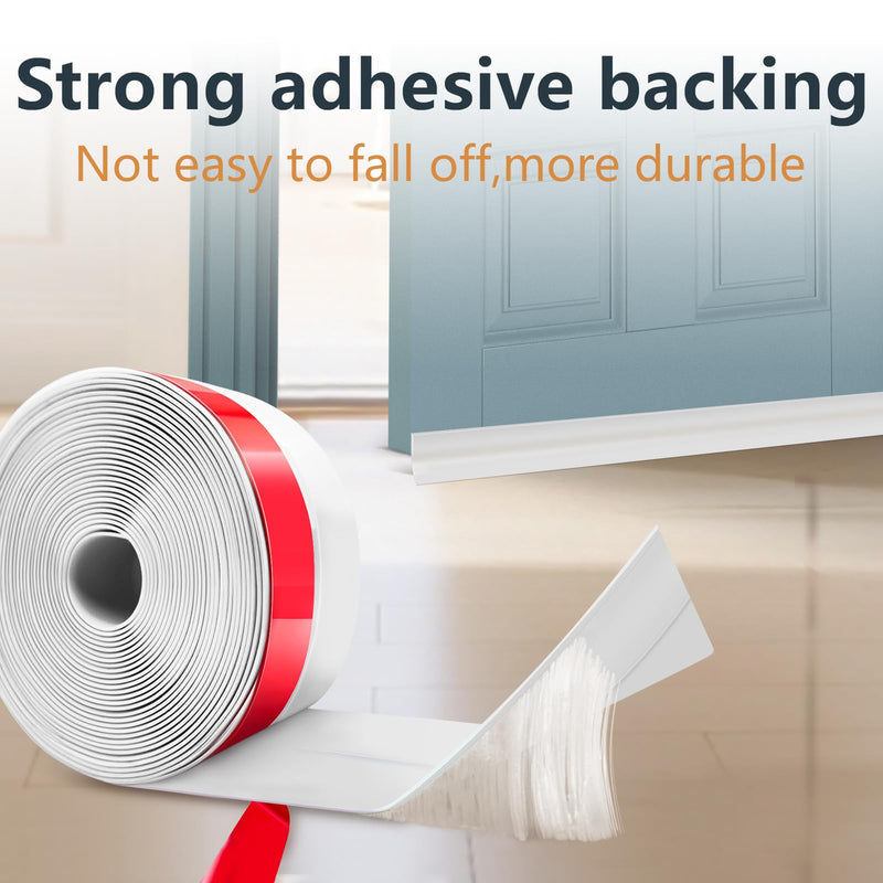 【2026 New Upgrade】 Wide Silicone Weather Stripping Door Seal with Strong Adhesive 3" x 17 ft, Draft Stopper Tape for Door Frame, Side and Bottom Gaps Strip for Glass Shower, Transparent 17FT(3" W x 0.04" T)