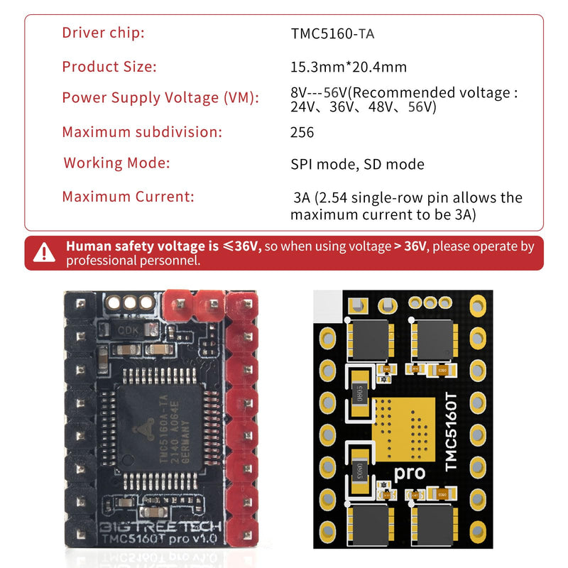 [Australia - AusPower] - BIGTREETECH TMC5160T Pro Stepper Motor Driver Silent Driver Up to 56V Support High-Speed Printing SPI&SD Mode with Heatsink for Manta M8P/M5P/M4P, Octopus Pro, Octopus, SKR 3 EZ Control Board (4 PCS) TMC5160T Pro*4 