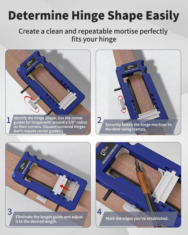 [Australia - AusPower] - Door Hinge Jig, Door Hinge Router Template,Door Hinge Mortiser, Hinge Installation Kit Fits 3” to 5” Length and 1/4” or 5/8” Thickness Door Hinge, Blue A-Blue 