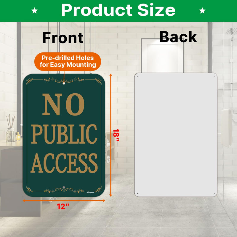 2 Pack No Public Access Signs No Entry Is Allowed Without Permission Signs 18x12 inches Metal Reflective Rust Aluminum UV Protected Waterproof Sturdy Easy Mounting