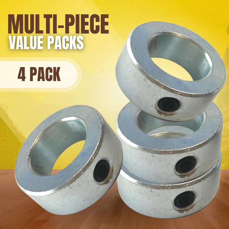 [Australia - AusPower] - (4-Pack) 1 Bore Solid Steel Shaft Collars with Zinc Plated Coating - Durable Shaft Collars Suitable for Machinery and Industrial Use 4 1" 