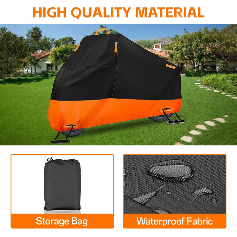 [Australia - AusPower] - Motorcycle Cover Waterproof Outdoor, Heavy Duty Motocycle Vehicle Cover Fit up to 96.5", All Season Protection Cover with Top Handle & Reflective Strips, XXL Powersports Vehicle Cover 