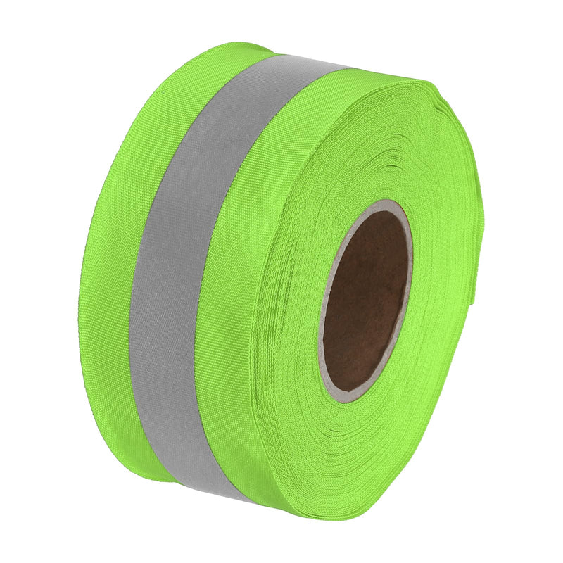 PATIKIL Reflective Tape Strip, 2" x 50Ft High Visibility Reflective Tape Sew-on DIY Warning Safety Fabric Webbing for Clothing Raincoats, Fluorescent Green 2 Inch x 50 Feet