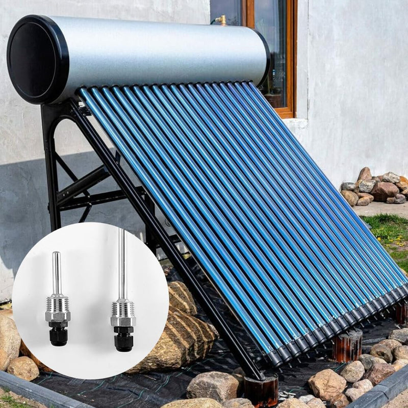 [Australia - AusPower] - 2 x Stainless Steel Immersion Sleeves, G 1/2 Inch Thread for Temperature Sensor, 8 x 200 mm Immersion Sleeves Protective Tube for Temperature Sensors, Immersion Protection Tubes for 200mm 
