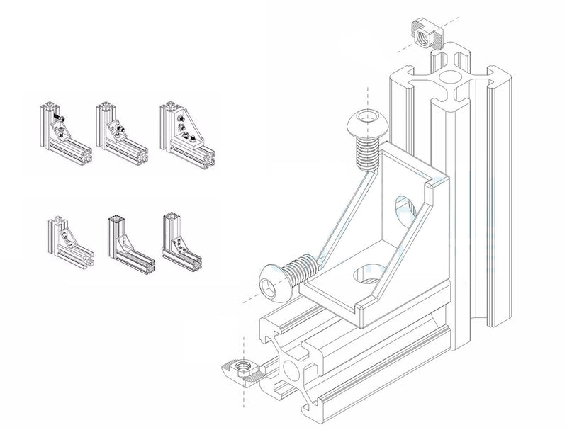 2020 Series Aluminum Profile Connector Set, 20pcs Corner Bracket,40pcs T-Slot Nuts, 40pcs M5x8 mm Hex Socket Cap Screw Bolt for 6mm Slot Aluminum Profile Accessories 20Set M5x8