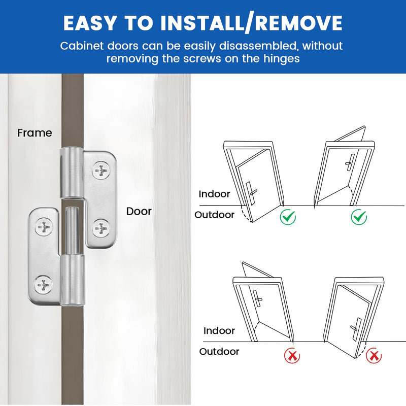 [Australia - AusPower] - 4 Pcs 1.5 Inch Stainless Steel Lift Off Hinges, Detachable Small Slip Joint Flag Hinges with Screws for Wooden Metal Doors Cabinet Doors Metal Boxes (Left Handed) 