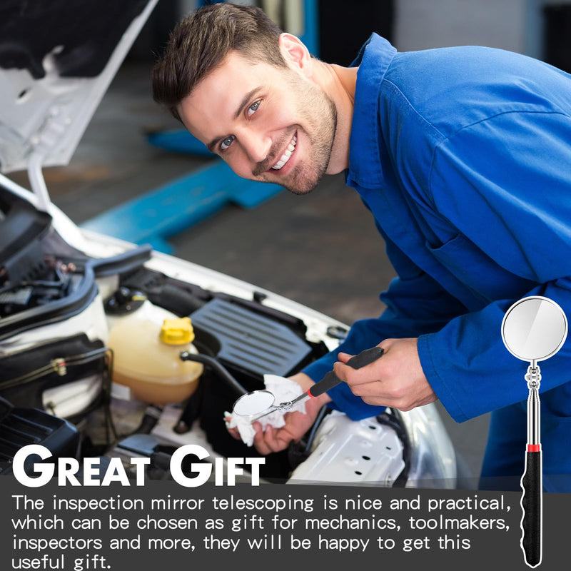 [Australia - AusPower] - 1 Pcs Telescoping Inspection Mirror, 29 Inch Mechanics Mirror Tool with Long Handle, Round Extendable Mirror on a Stick for Technicians Mechanics Contractors Checking Observation (Black) Black 