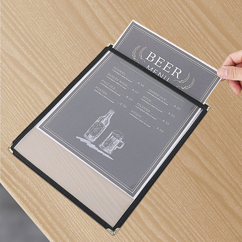 [Australia - AusPower] - MYFULLY 8.5 x 11 Inch Menu Covers | Pack of 10 Transparent Restaurant Menu Covers, American Style Menu Holders for Restaurants, Bars, Cafes, Food & Drink (8.5"x 11" (1 Page, 2 View)) 8.5"x 11" (1 Page, 2 View) 