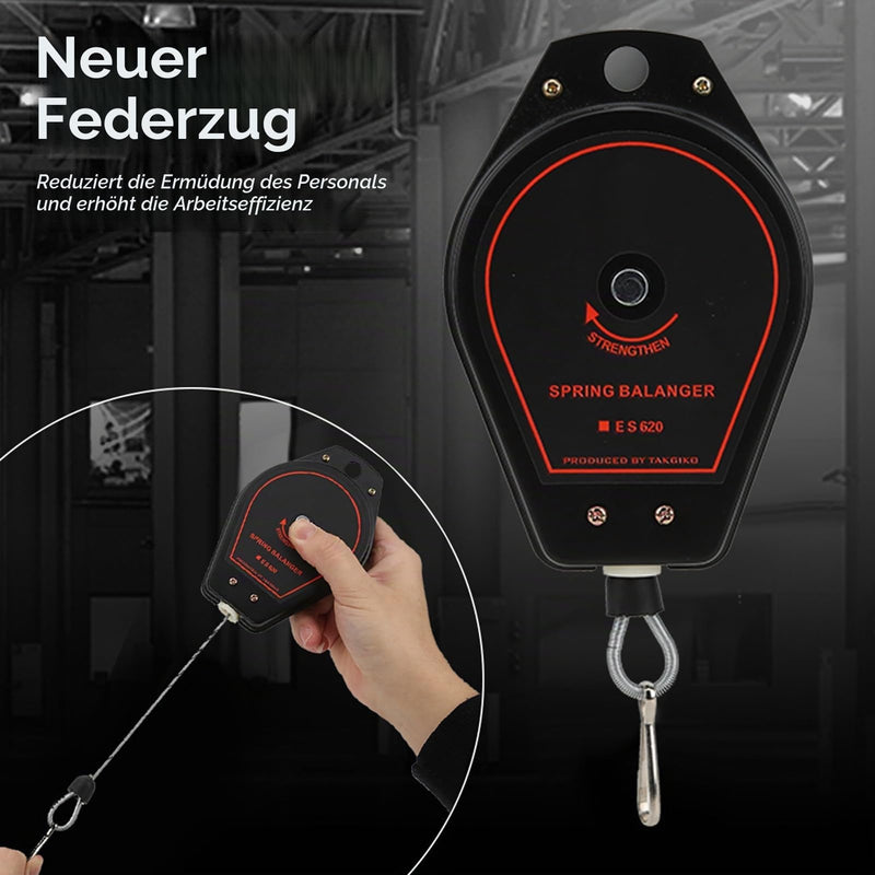 Retractable Spring Balancer, Jectse ES620 Metal and Rubber 0.6-2.0 kg Spring Balancer Retractable Tool Holder Hanger Spring Balancer Tool