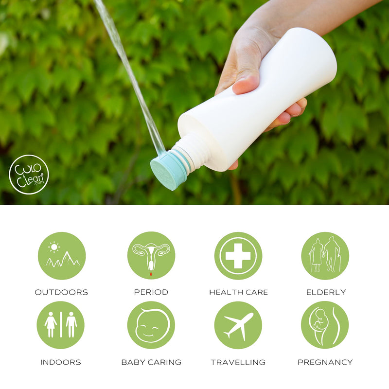 CuloClean Portable Bidet for Toilet or Travel. Peri Bottle for Men and Women. Handheld Spray. Bath Essentials (Aquamarine) Aquamarine