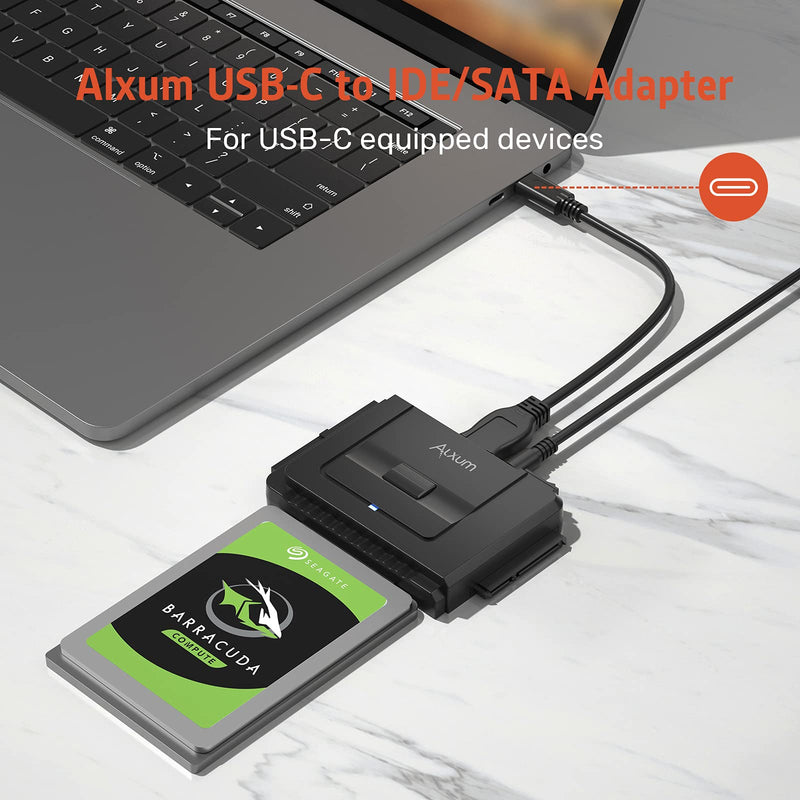 Alxum USB 3.0 to IDE SATA Converter, for Universal 2.5 & 3.5 inches SATA HDD SDD & IDE HDD Drives, Hard Drive Adapter with 12V 2A Power Adapter and USB 3.0 Cable (Type C) Y-3322C