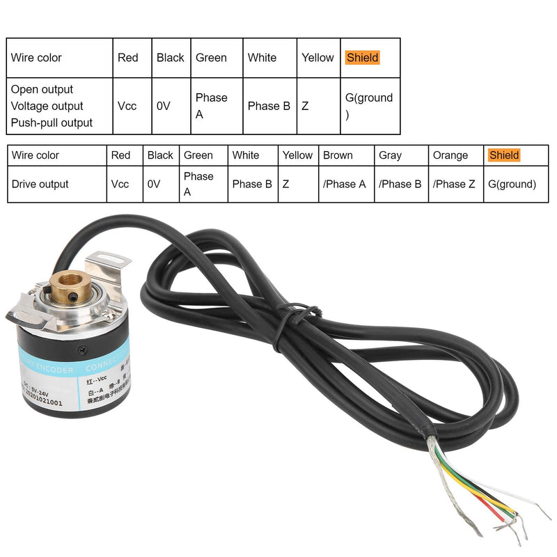 [Australia - AusPower] - Incremental Optical Rotary Encoder, DC5?24V 30mA ABZ Encoder Incremental 3?Phase Half Hollow Shaft 6mm Motor Reducer Equipments, for Office Automation(C38S6G5?360Z?G24N), Encoder C38S6G5?360Z?G24N 