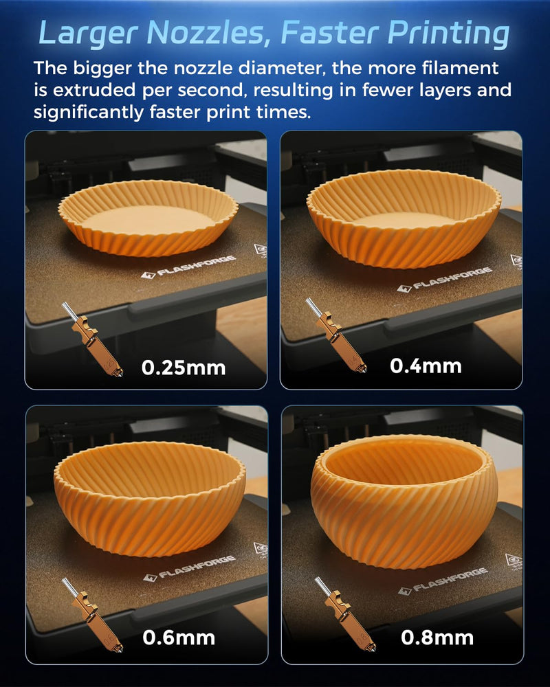 FLASHFORGE AD5X Upgraded 0.25mm Hardened Nozzle, Wear-Resistant, High Flow 32mm³/s Hotend Kit for High-Speed 3D Printers Hardened-0.25 mm