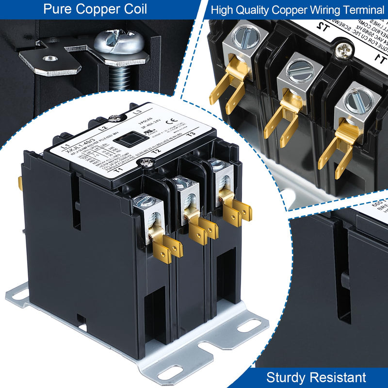 [Australia - AusPower] - Dreyoo Carrier HVAC Motor Contactor, 3 Pole 40Amp Air Conditioner Condenser Compressor Replacement Relays Compatible with C230B, Air Conditioner, Heat Pump, Refrigeration Systems (24V) 24.0 Volts 