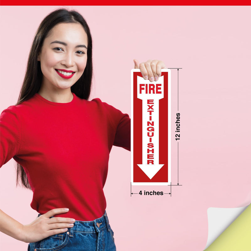 [Australia - AusPower] - OLANZU Pack of 12 Fire Extinguisher Stickers 4"x 12"- 5 Mil Vinyl - Fire Extinguisher Sign for business with Arrow- Durable Self Adhesive, Weatherproof and UV Protected-Ideal for Office, Home and Outdoor places 