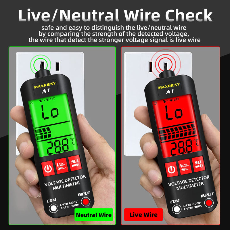 [Australia - AusPower] - Smart Digital Multimeter Electrical Voltage Tester Pocket Voltmeter Resistance Frequency Continuity V-Alert Live Wire Voltage Tester with Protect Case 