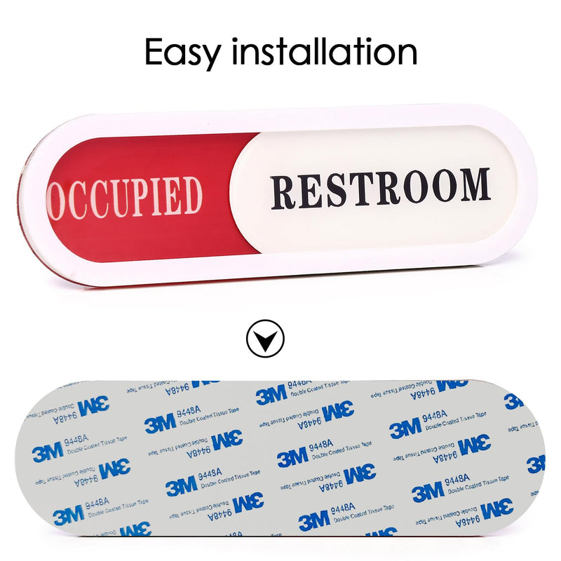 [Australia - AusPower] - Vacant Occupied Sign for Home Office Hotles Hospital Restroom,Slider Door sign (Tells Whether Room Vacant or Occupied), 6.69'' x 1.96'' White 