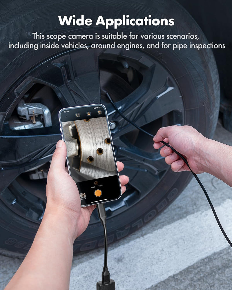 [Australia - AusPower] - Anykit USB Endoscope Camera with 8 Adjustable LED Lights, Semi-Rigid Broscope Snake Camera, IP67 Waterproof Inspection Cam Compatible with iPhone and Android Devices (16.5 ft) 16.5FT 