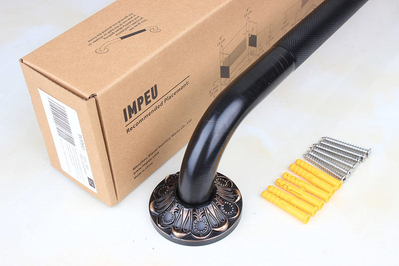 16" Bathroom Anti-Slip Grab bar, Bathtub Textured Shower Bar, Home Saftey Armrest, Toilet Hand Rail, Oil Rubber Bronze Finish 16 Inch BL