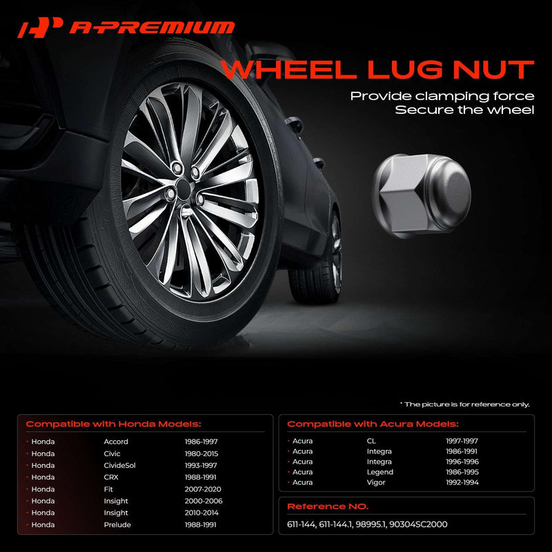 A-Premium 16pcs M12-1.5 Wheel Lug Nut Compatible with Honda & Acura | for Accord 1986-1997 Civic Fit Insight Prelude Acura CL Inta Legend Vigor