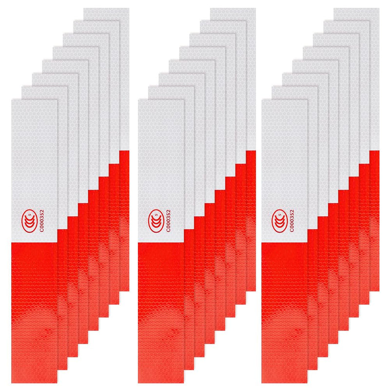 200 Pcs Safety Reflective Tape, 11.77 X 1.93 Inch Red White Reflective Tape Waterproof Warning Stickers Self-Adhesive Reflector Tape for Car Bike Trailer Boat Warehouse