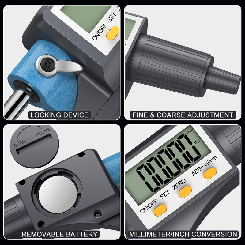 [Australia - AusPower] - HDLNAK Digital Micrometer, Outside Micrometer Precision Measuring Tool, 0-1"/0-25 mm, Inch/Metric 0.00005"/0.001 mm, Machinist Thickness Gauge Tool, Large LCD Display 