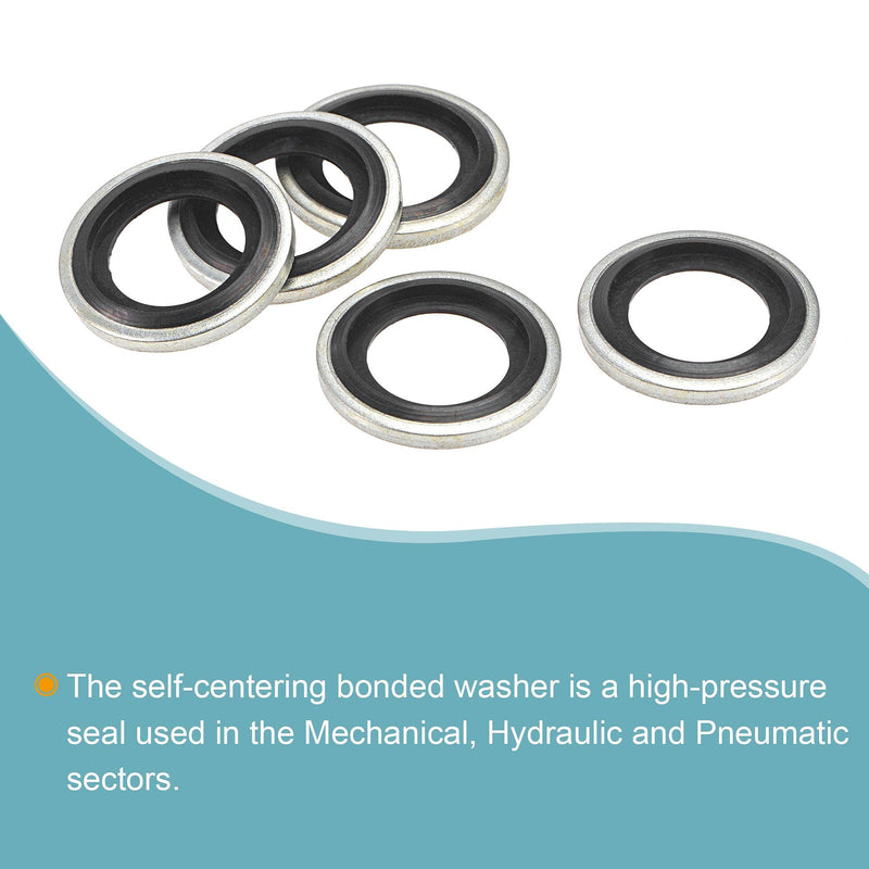 [Australia - AusPower] - MECCANIXITY Bonded Sealing Washers M14 19.6x11.5x3mm Carbon Steel Nitrile Rubber Gasket, Pack of 50 