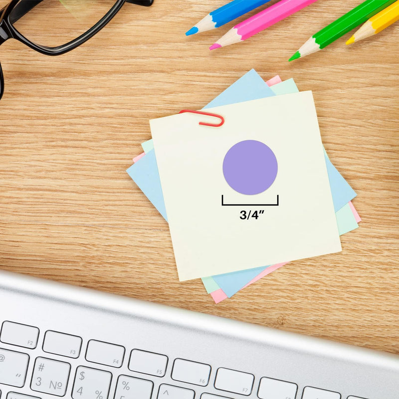 ChromaLabel 0.75 Inch Round Label Permanent Color Code Dot Stickers, 1008 Pack, 24 Labels per Sheet, Lavender