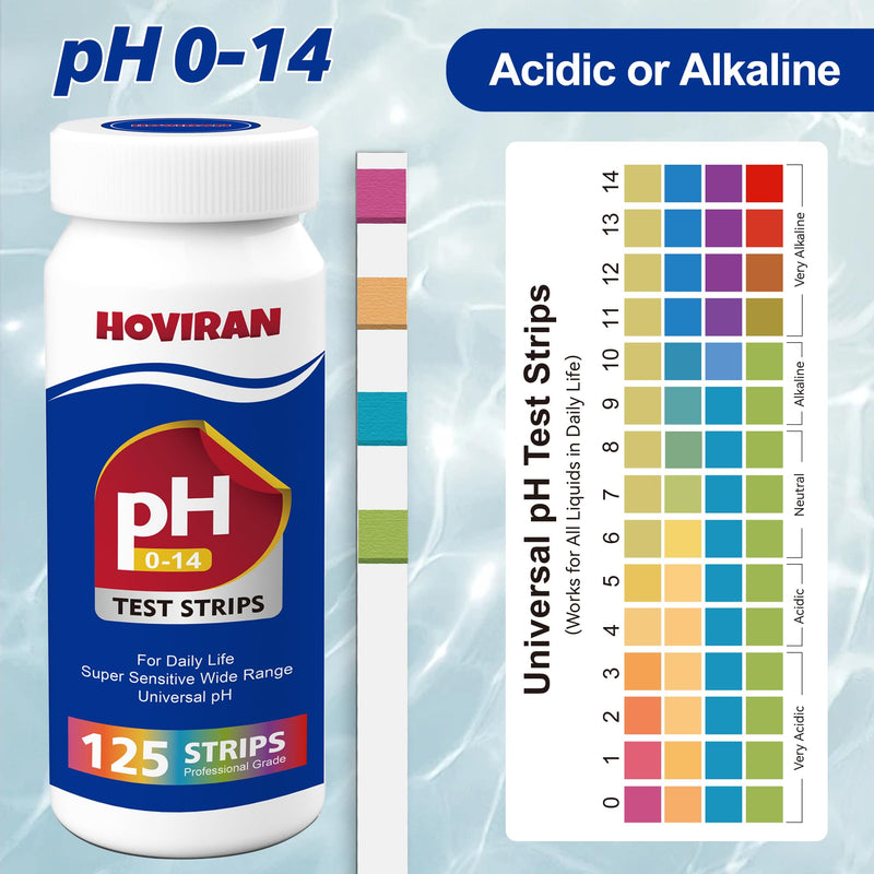 [Australia - AusPower] - Universal pH Test Strips 0-14 Fast Accurate pH Test Kit for Food, Soap Making and Kombucha, 125 Pieces Litmus Paper pH Test Strips for Liquids, Drinking Water, Aquarium, Pool pH 0-14 