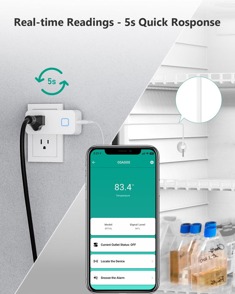 [Australia - AusPower] - MOCREO Temperature Controller Reptile Thermostat Outlet, Bluetooth Temp Control Plug with Alarm for Terrarium Heat Mat Heating Pad, Greenhouse, Homebrew Fermenter, 100~240V 10A 1100W White 