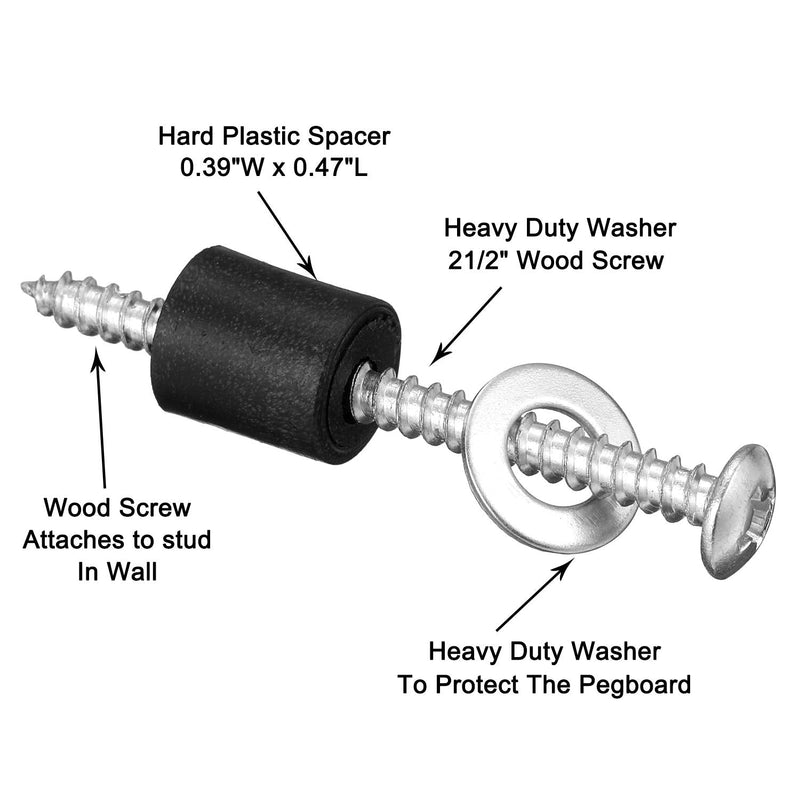 [Australia - AusPower] - Pegboard Spacers Mounting Kit, Magnetic Pegboard Includes Screws, Spacers and Washers for 1/8-Inch and 1/4-Inch Pegboard 72 