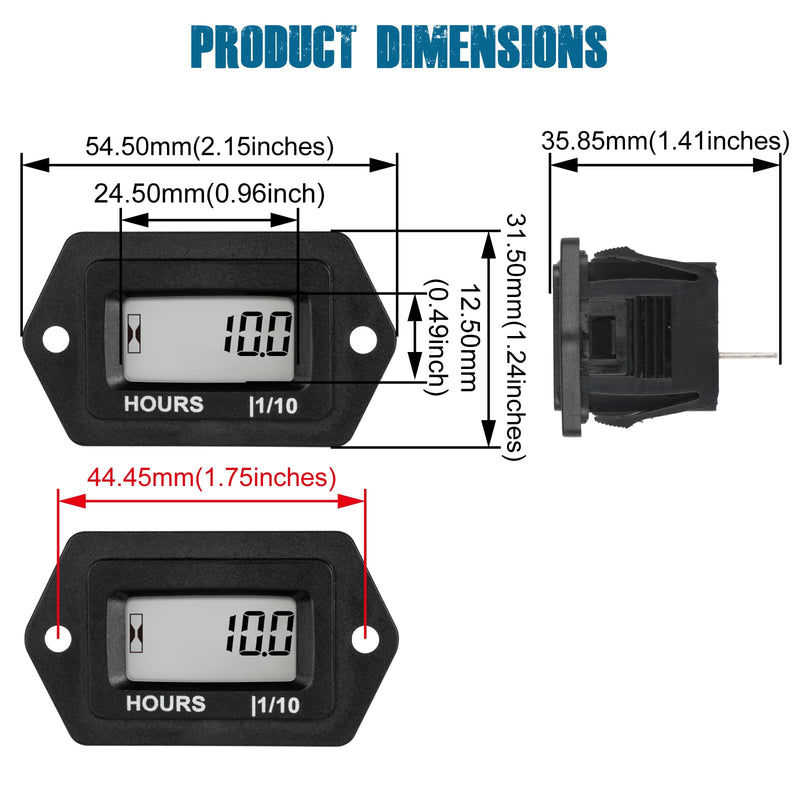 [Australia - AusPower] - Runleader Digital Hours Counter,AC/DC 5V to 277V for Garden Tractor Generator Scooter Club Car Forklift Leaf Trimmer etc. 