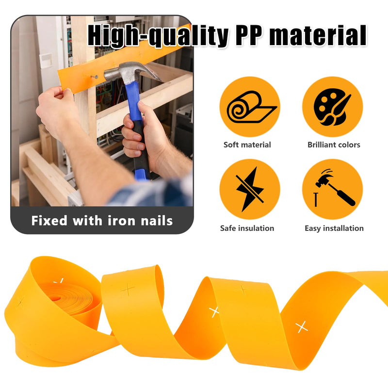 4Pcs 16.4ft Perforated Strips for Electrical Wire, Hold Wires in Place & Mark for Industrial and Commercial Rough-in, Drywall Cable Holder with Yellow Color Coding (Yellow) 4pcs