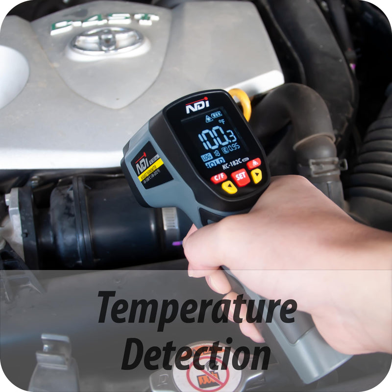 [Australia - AusPower] - NDI High-Precision Infrared Thermometer Temperature Gun, -58℉ to +2372℉, Multi-Purpose for Cooking, Steel Smelting, Automotive Engine Repair, HVAC IRT Gun with Adjustable Emissivity 