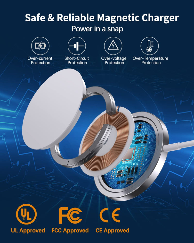 [Australia - AusPower] - Magnetic Wireless Charger Mag-Safe Charger for iPhone 15/14/13/12 Series Convertible Magnet Wireless Charging Stand/Pad with 20W Adapter 5ft Cable for iPhone and AirPods 2/3/Pro 2/Pro White Mag-safe Charger 