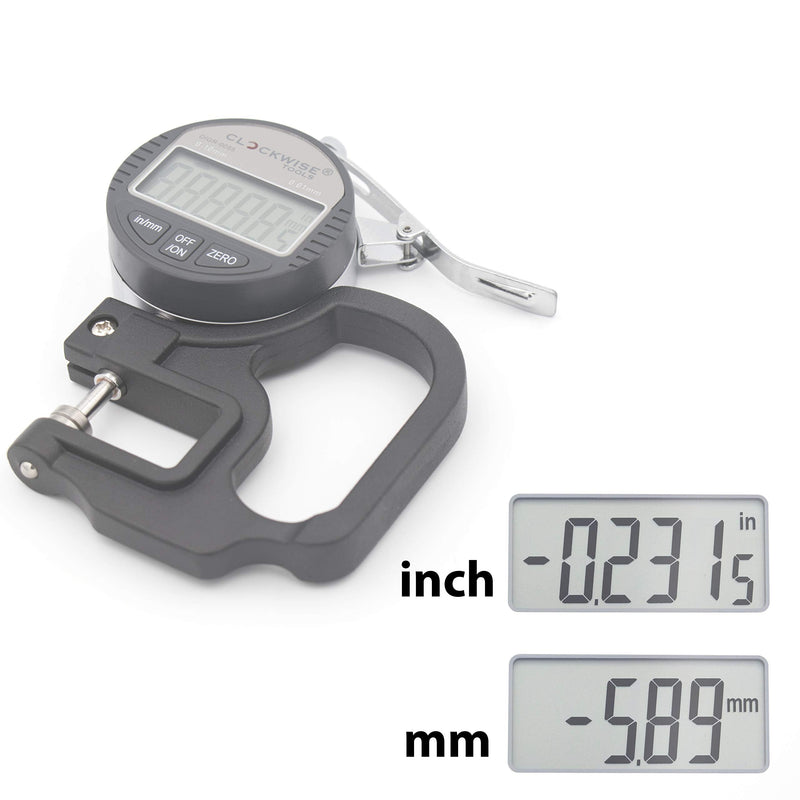 [Australia - AusPower] - Clockwise Tools Digital Thickness Gauge, DTGR-0055 0-0.4 inch/10mm, 0.0005"/0.01mm Resolution Resolution 0.0005"/0.01mm 
