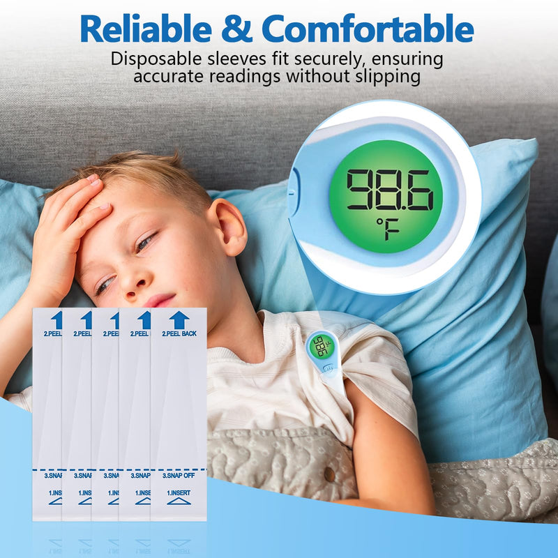 [Australia - AusPower] - 100 Pack Thermometer Probe Covers Compatible with Vicks - Disposable Thermometer Sleeves, Convenient to Use and Enhance Comfort, Clear Temperature Sheath Sleeves for Oral and Rectal 